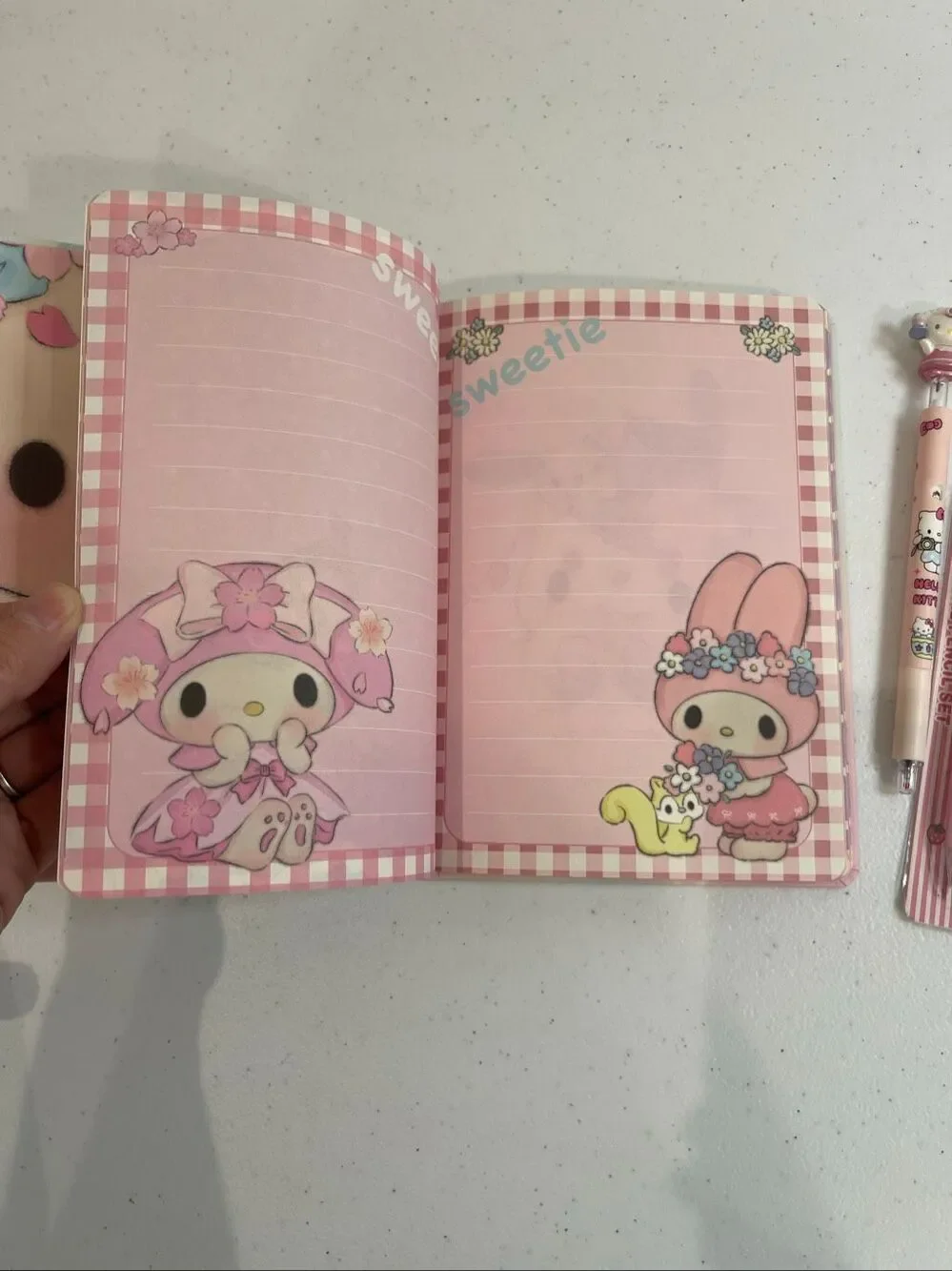 Hello Kitty hard cover journal decorative pages pen and pencil included